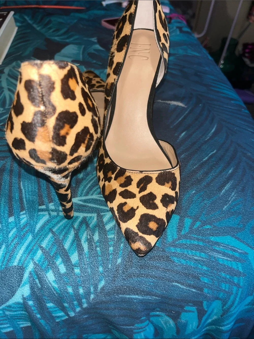 INC International Concepts Leopard Print Pointed-Toe Stilettos - Tan & Black